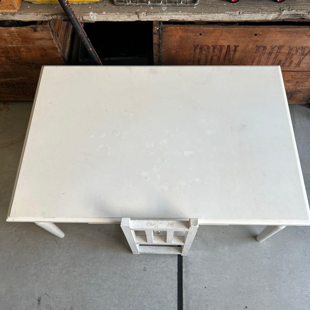 現行ビンテージ デスク & ミニ椅子 セット シャビー ホワイト ロー