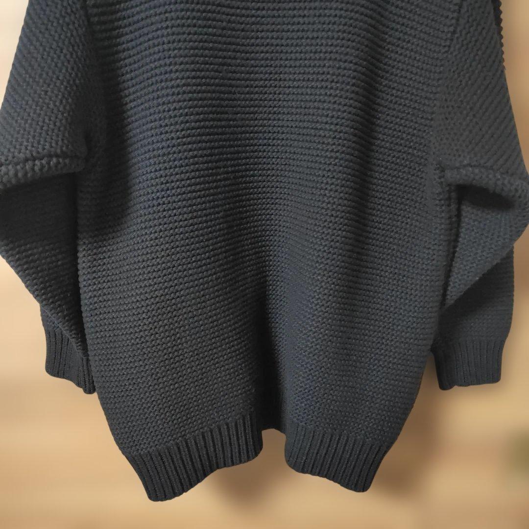 極美品FAT 極厚ジップアップカウチンニット サイズSKINNY(L)ネイビー