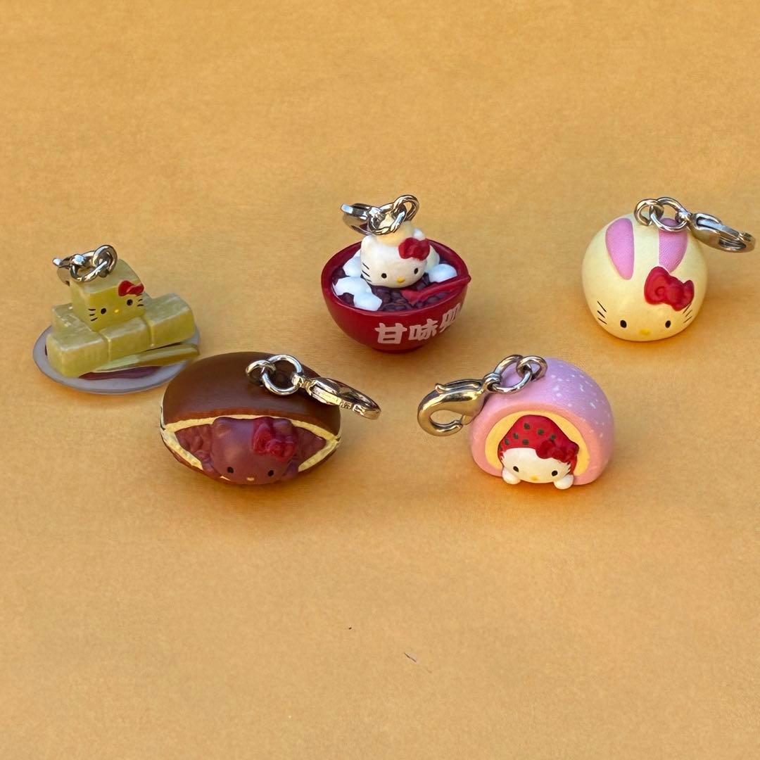 ★激レア★甘味処 ファスナーマスコット 根付★はろうきてぃ 5個セット★キティ