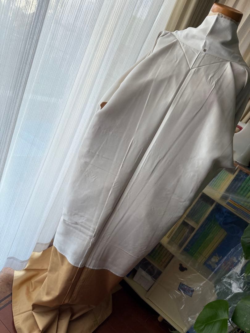 memeko様専用 正絹 白大島紬小紋 ベージュ×グレー×パープル 横双 単品