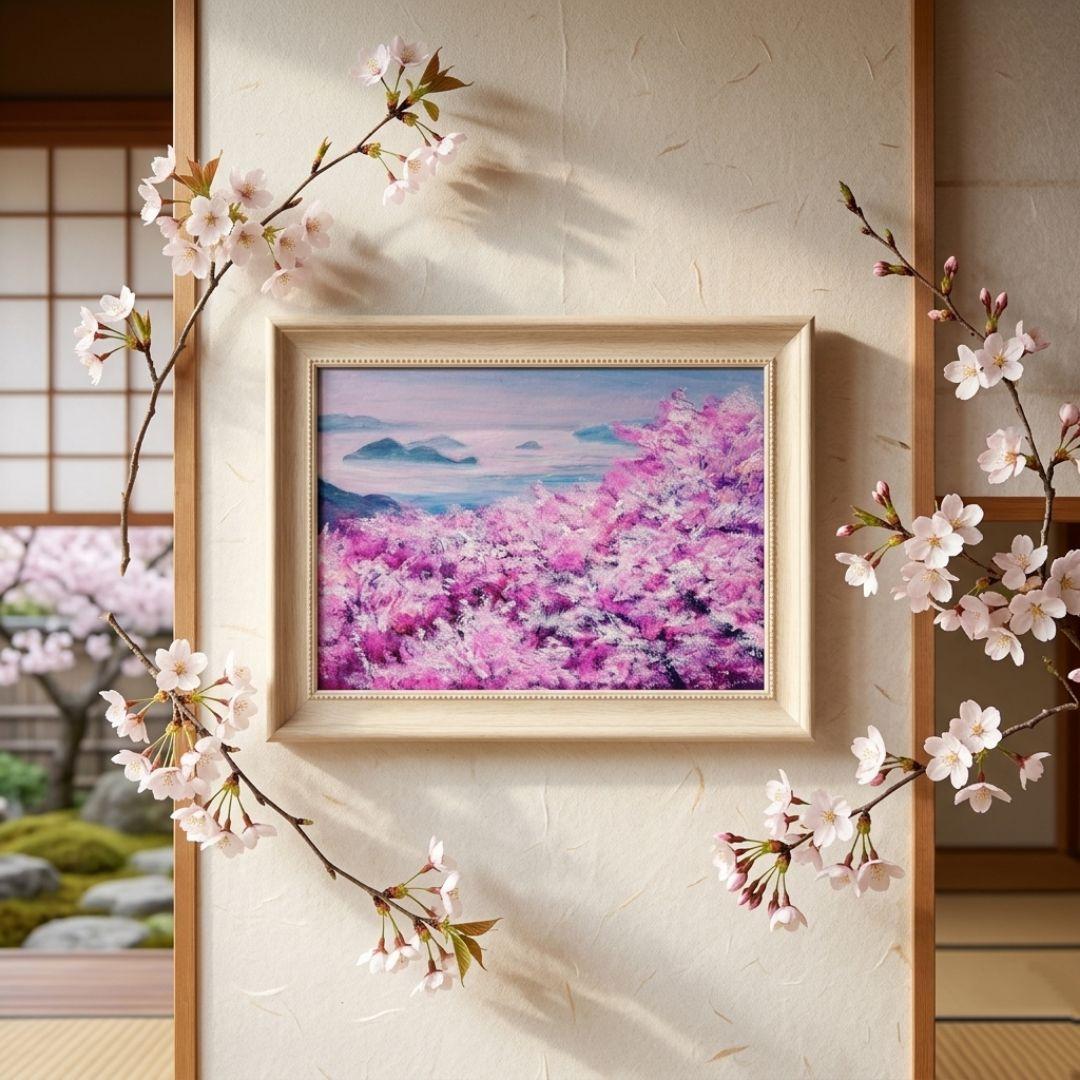 油絵 油彩 油彩画 絵 絵画【海の桜】