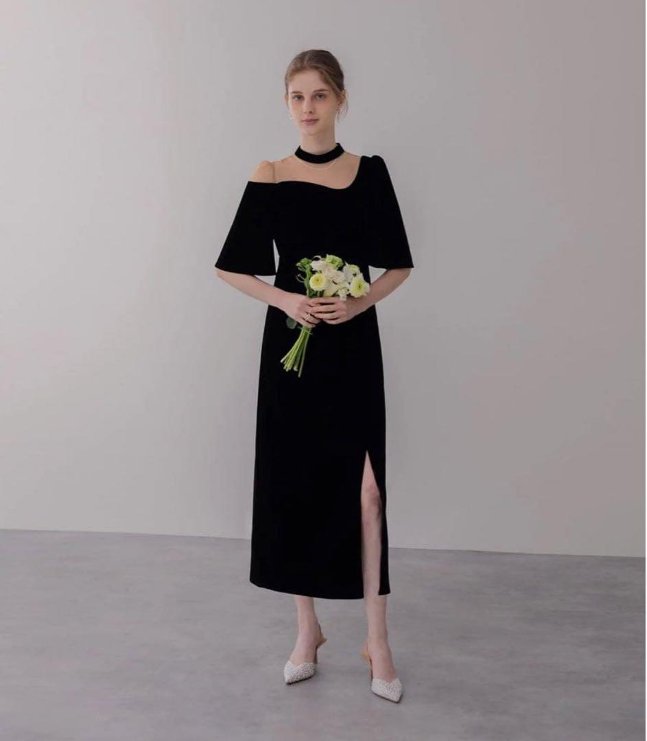 【タグ付き】Leja ワンピース ドレス 結婚式 オフショルダー ベロア