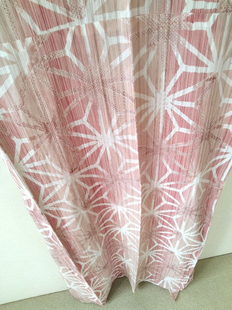 夢工房　浴衣　麻の葉　ピンク　レディース浴衣　古典柄　透かし織