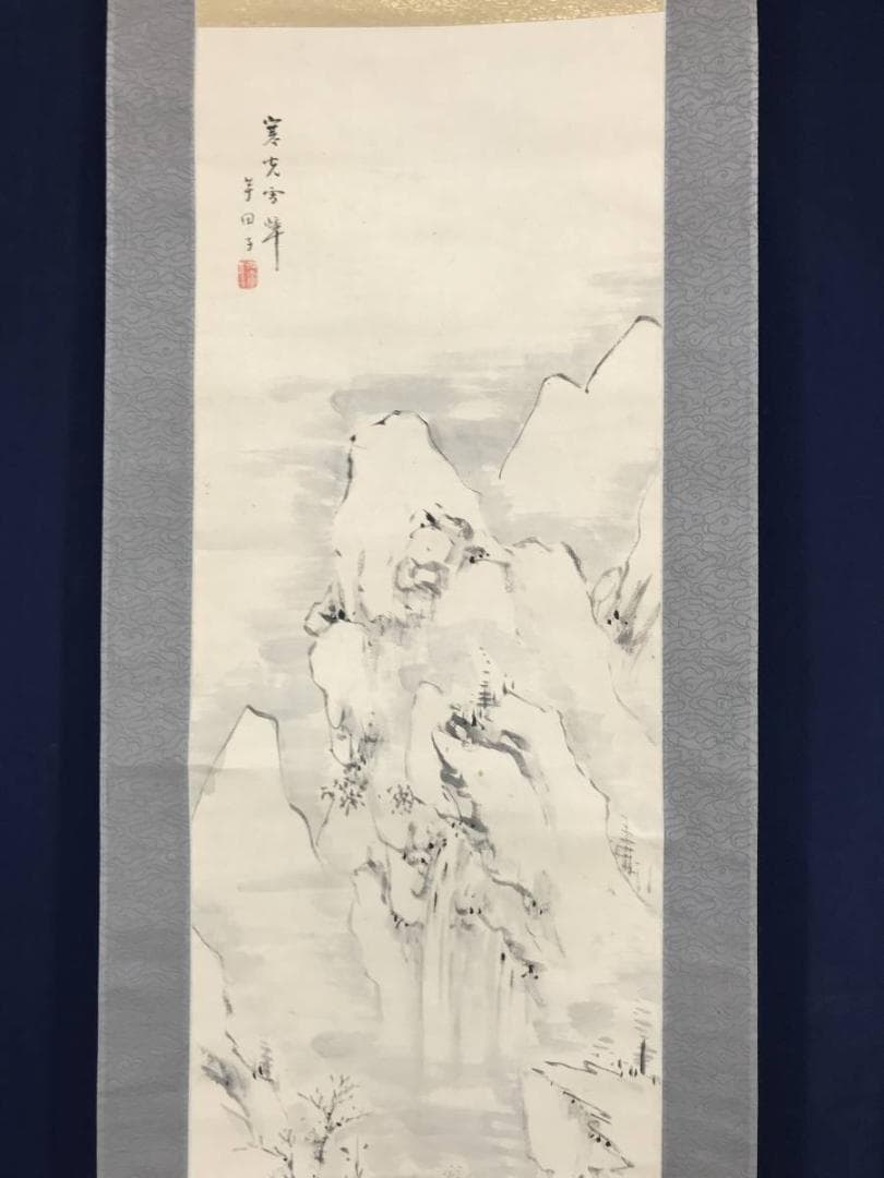 【真作】風花翁雲阿/寒光雪嶂図/山水図/雪景山水図/掛軸/名家伝来/AC-93