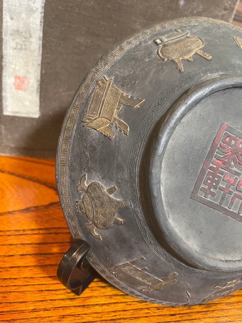 唐墨 飾り皿 中国 細密画 古い硯 書道 - メルカリ