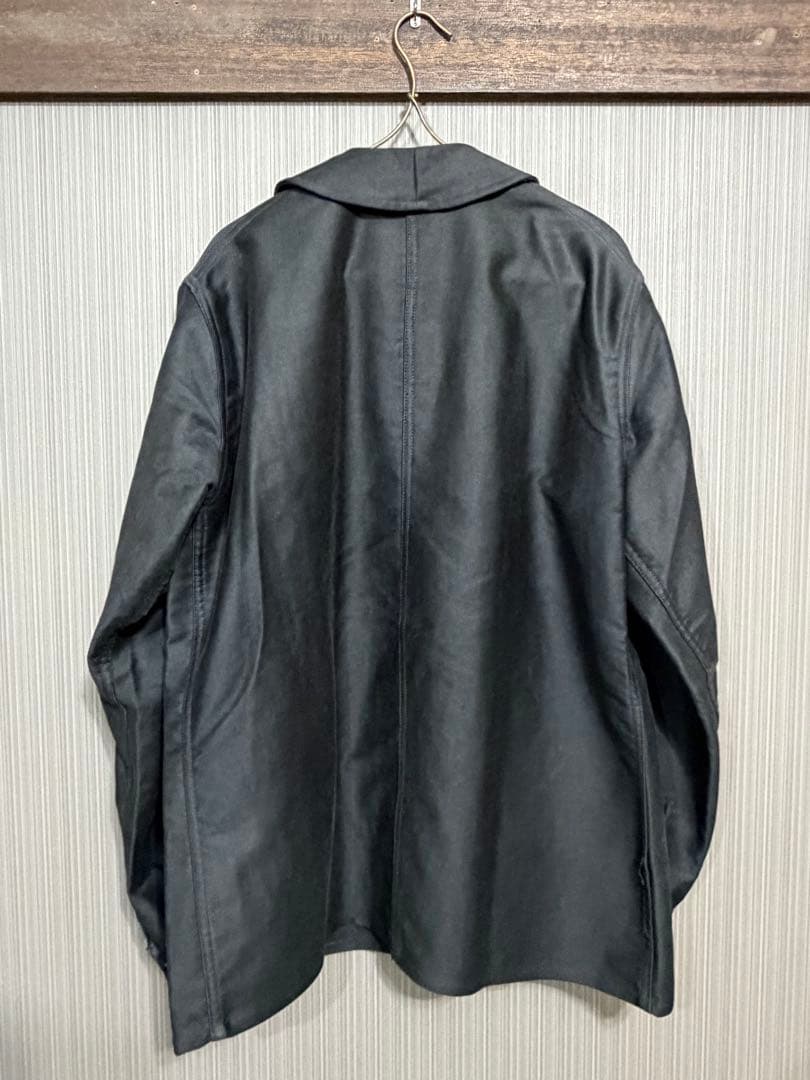 50s〜60s フレンチ ブラックモールスキンワークジャケット　刺繍タグ