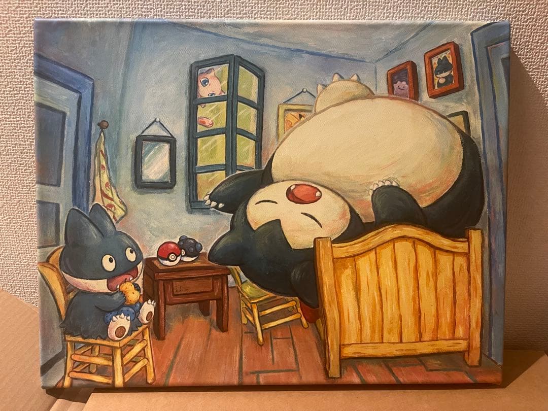 ゴッホ カビゴン ゴンベ キャンバスアート 金枠 証明書あり ゴッホ