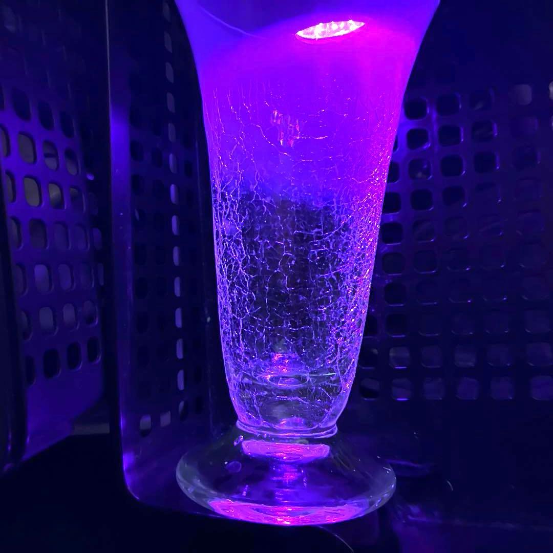 骨董 時代ガラス 希少 氷裂紋 乳白色 反り口 ラッパ型 パフェグラス1客②