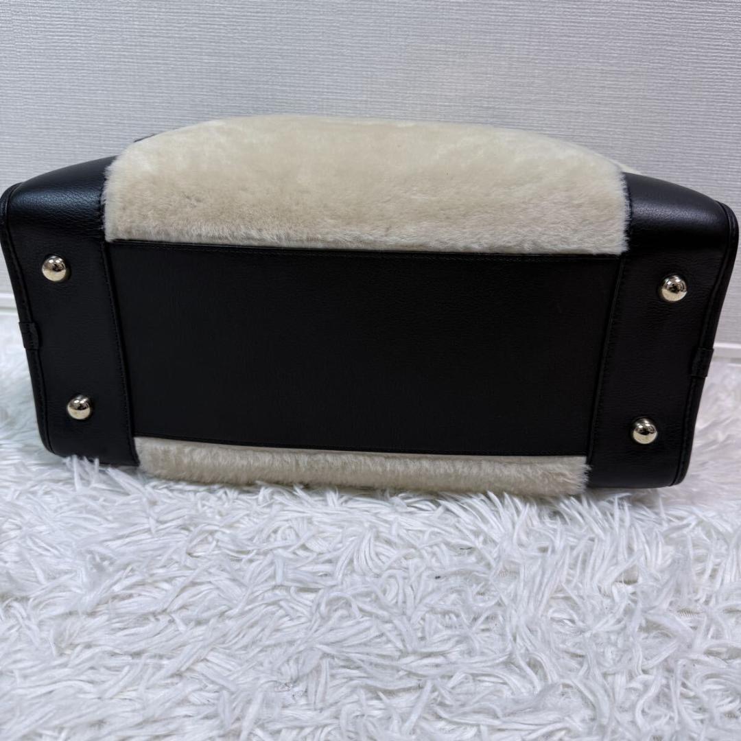 希少品 極美品 ロエベ アマソナ 36 ハンドバッグ アナグラム ムートン