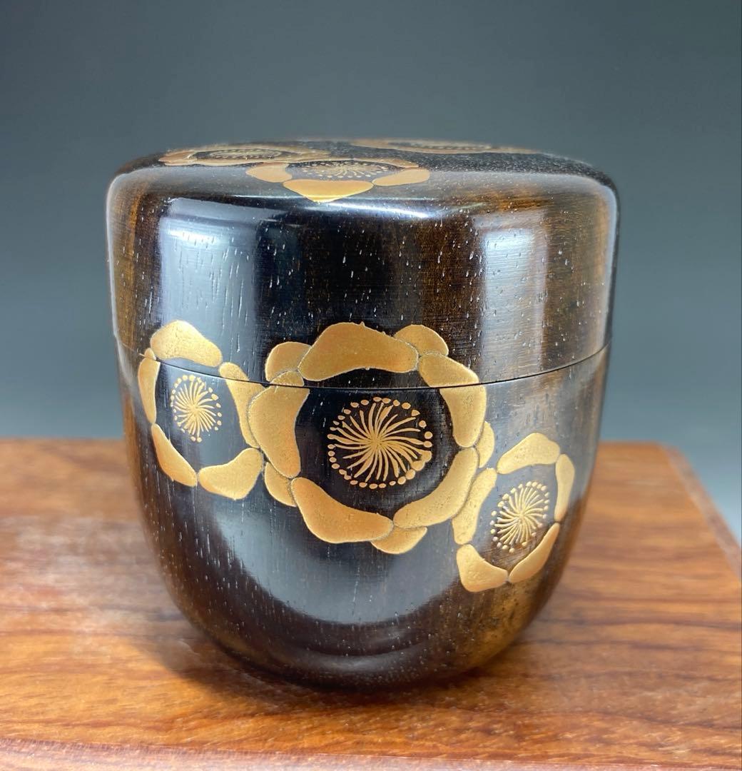 茶道具】中村宗悦造 こぼれ梅蒔絵中棗（共箱）