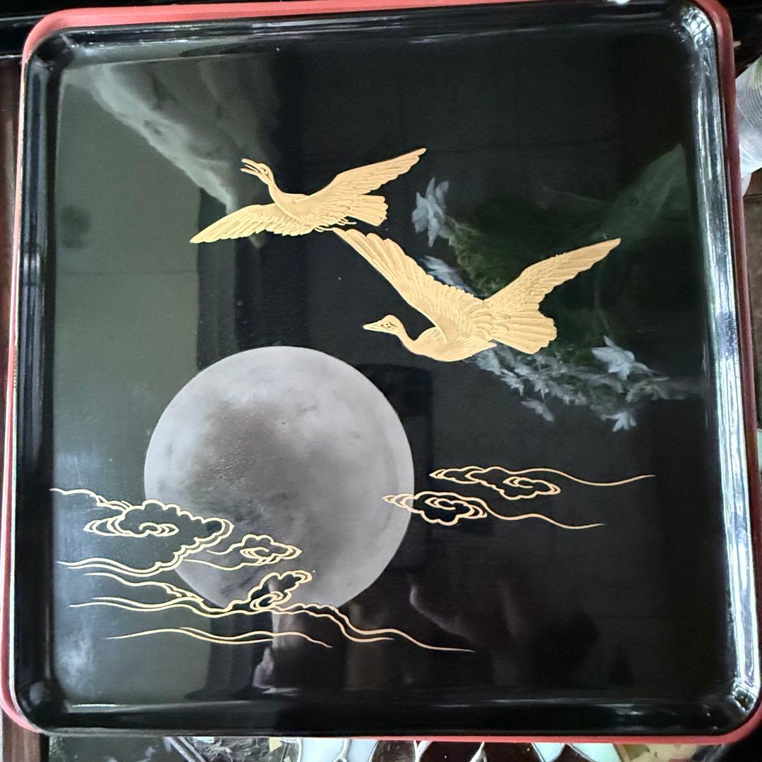 2200様感謝‼️秋の風雅‼️JAPAN 研出蒔絵 『銀月』絵替八寸膳十客木箱