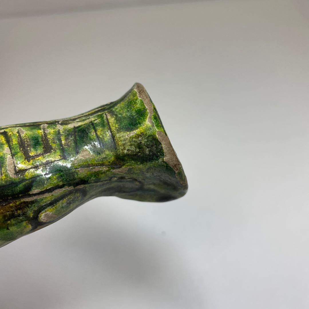 江戸中期 源内焼 蝋燭立 木箱付 長さ14.5㎝ 東Y7-0116