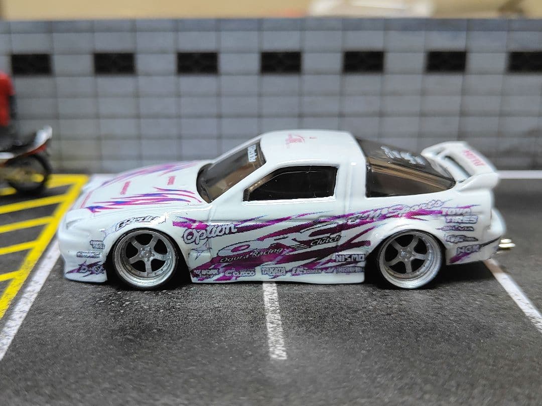 ホットウィールカスタム 日産 180sx シルビア 白✩段リム☆トミカ改造