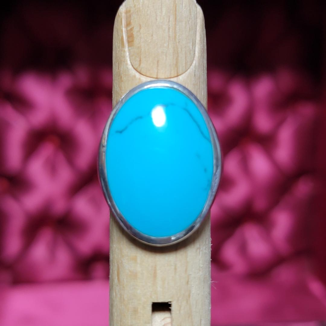 ビンテージ ターコイズカボションのシルバーリング シルバー925 約10.5号