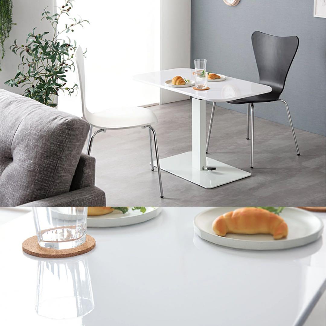 【美品】無段階 昇降テーブル ダイニングテーブル ホワイト