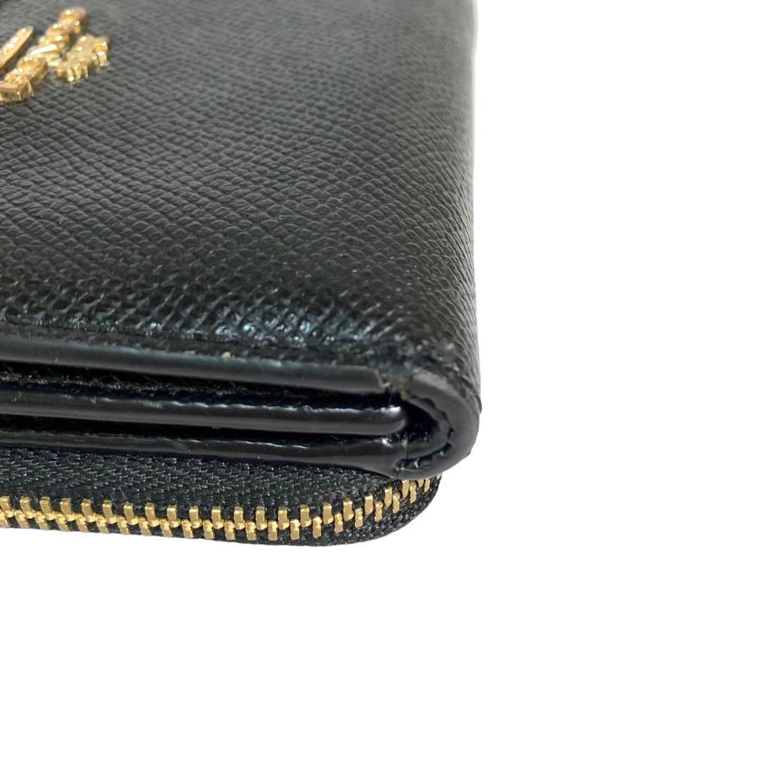 ✨良品✨COACH コーチ 3つ折り財布 オールレザー ブラック ブラック