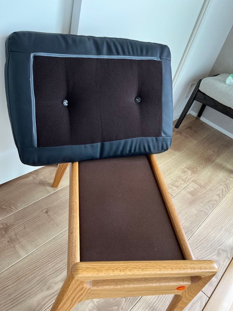 美品MARUNI60 マルニロクマル オットマン レザーブラック　オークフレーム