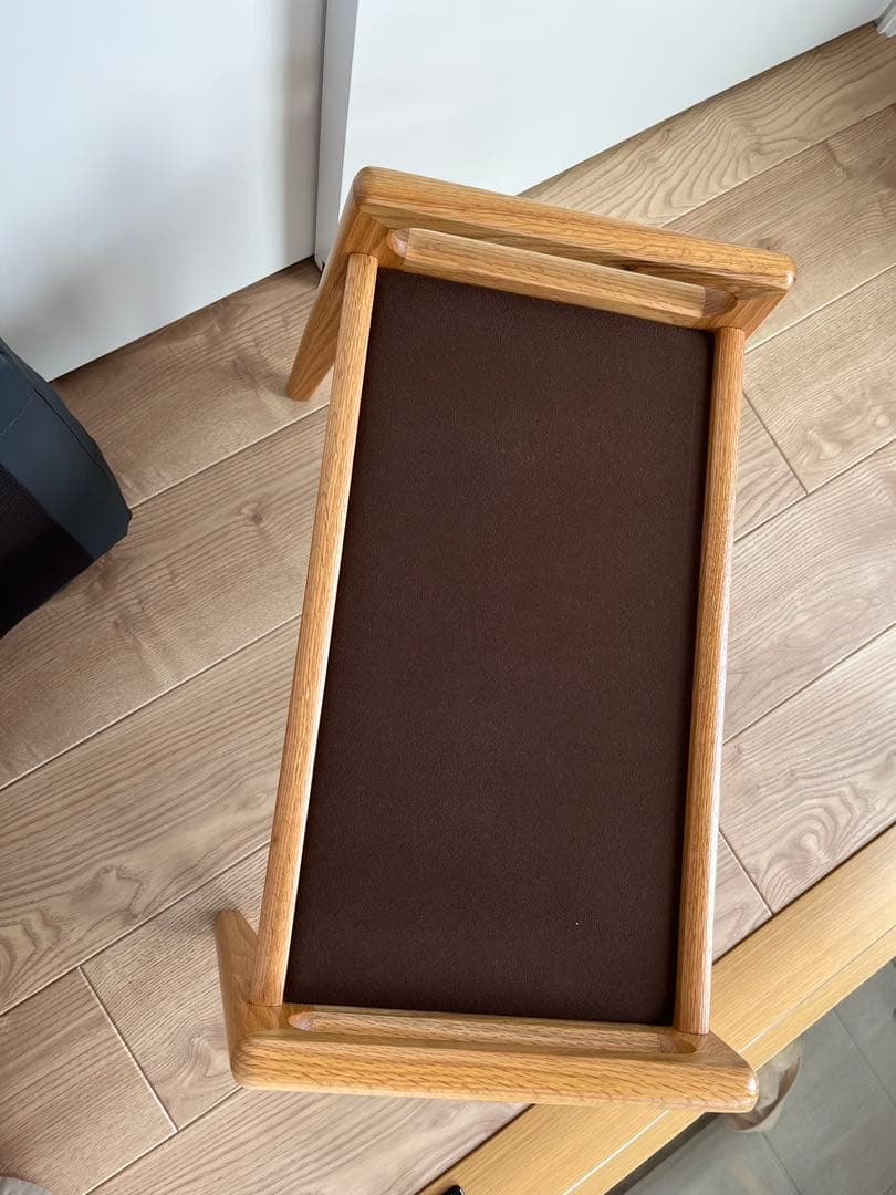 美品MARUNI60 マルニロクマル オットマン レザーブラック　オークフレーム