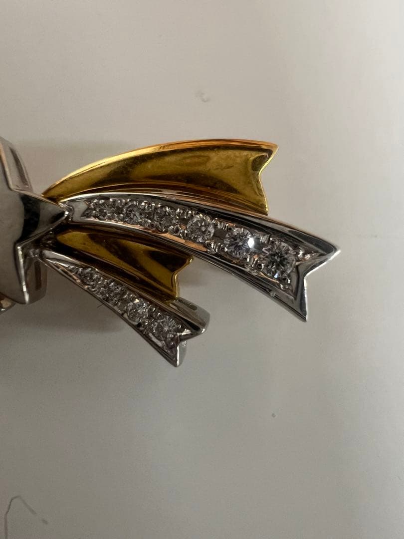 ショーヤマガタブローチk18 pt900 ダイヤ総重量約5.4g 保証書