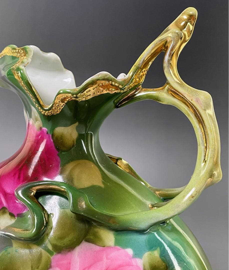 美品】オールドノリタケ 22.8㎝ 薔薇文花瓶 金彩 バラ図 ばら 水差し