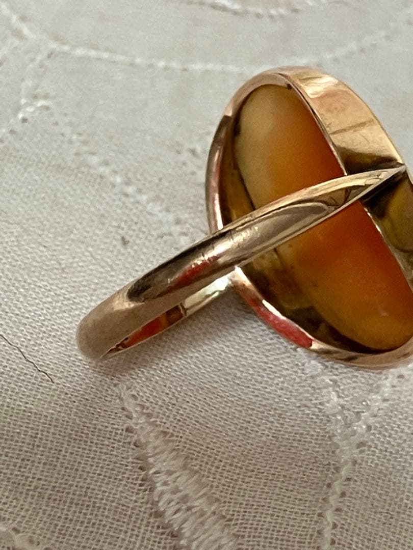 アンティーク　シェルカメオリング　9k