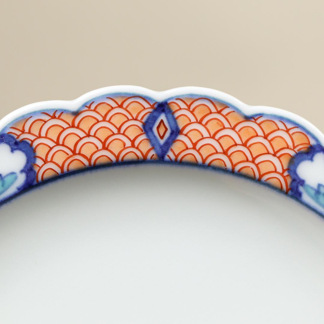 今泉今右衛門 色鍋島渕地紋銘々皿 9客 高台皿