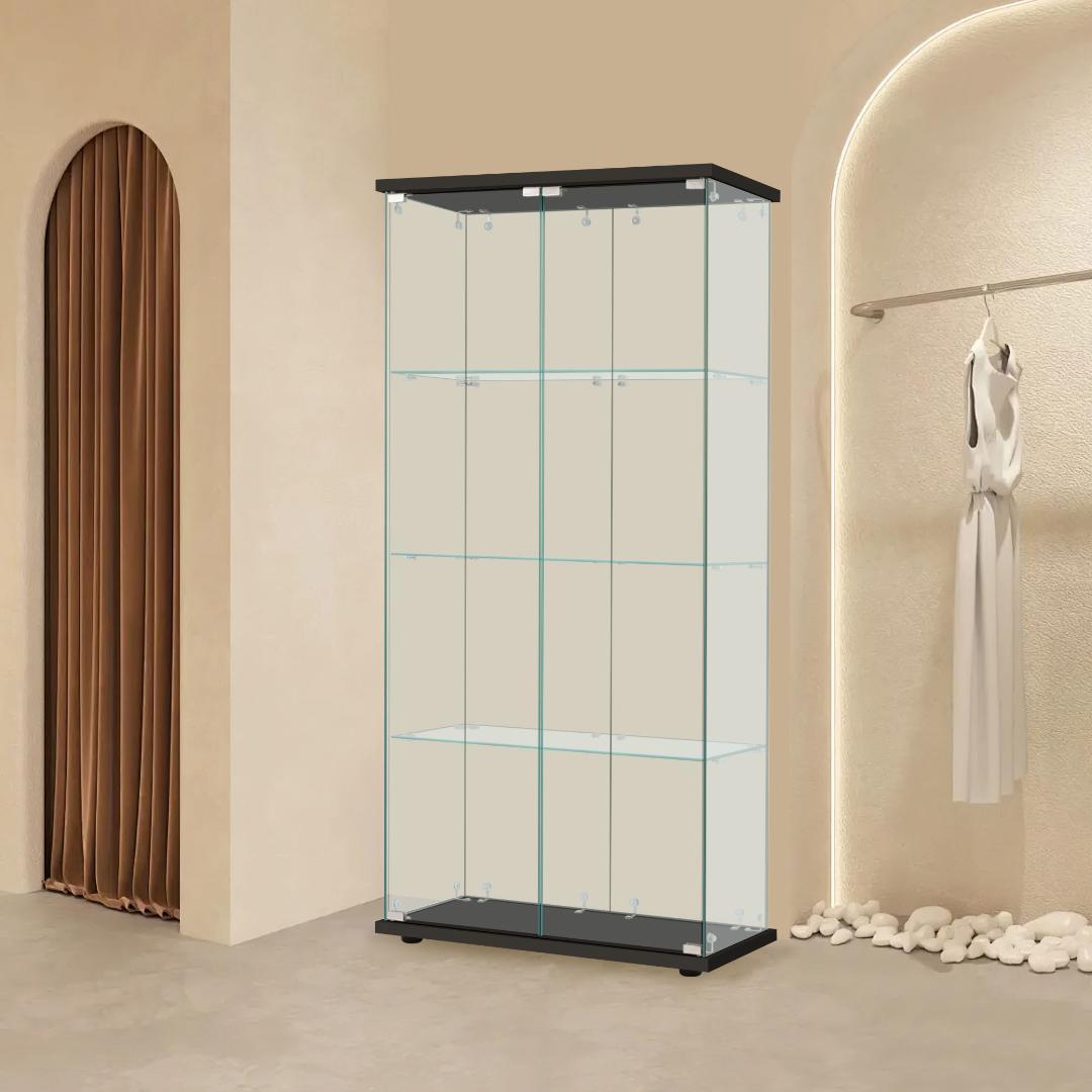 ブラック】コレクションケース 両扉タイプ 大型 幅80×奥行37×高164cm