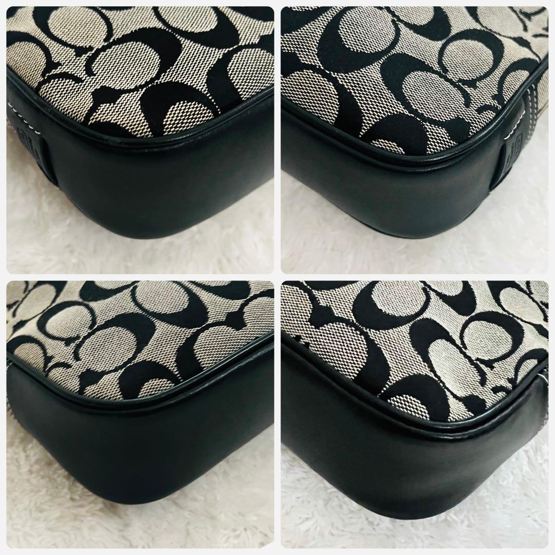COACH シグネチャー ワンショルダー ブラック×グレー キャンバス レザー