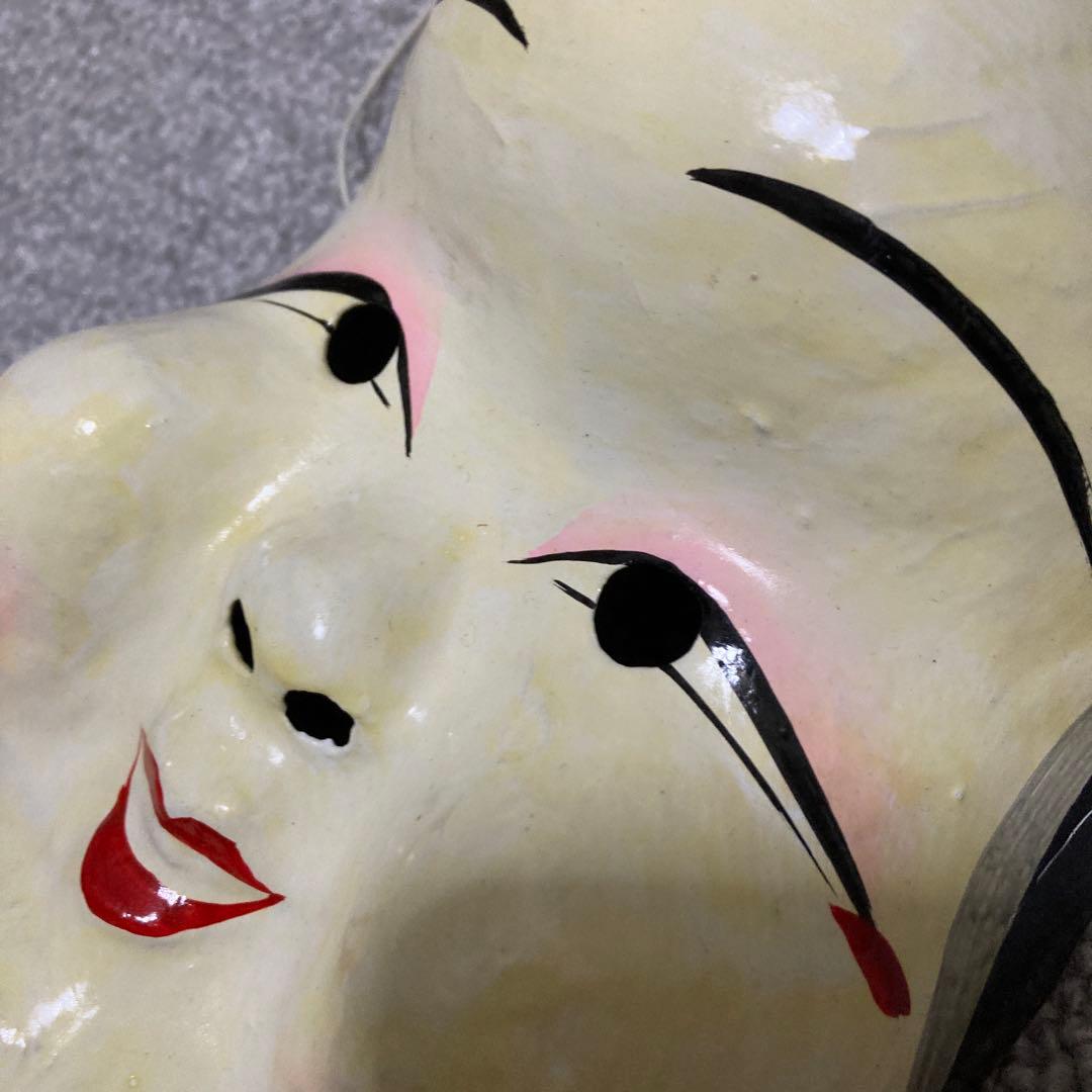 明治期 張り子 お多福面 おかめ面 ヴィンテージ 民俗仮面 古道具 骨董品 2