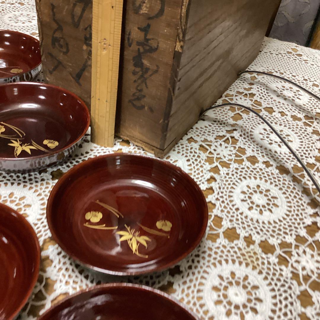 k2f27 漆器 皿セット 20枚 金色花模様