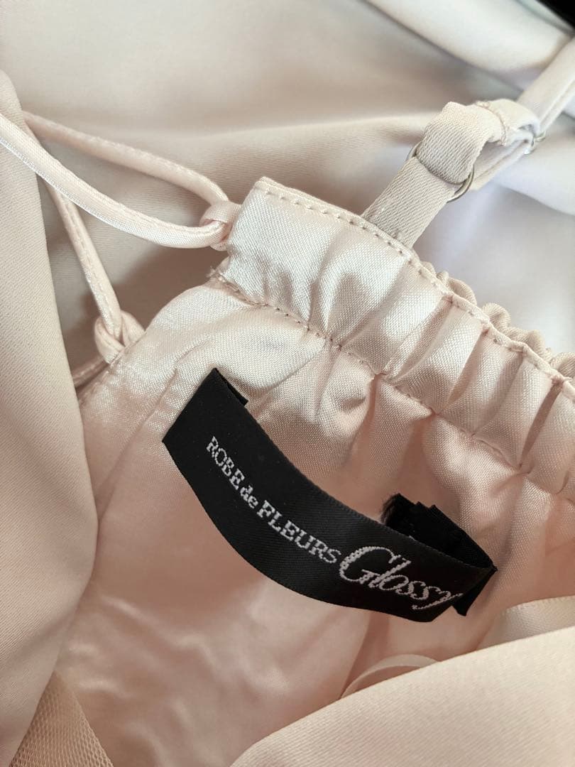 robe de fleurs glossy ロングドレス S ベージュ　シュガー