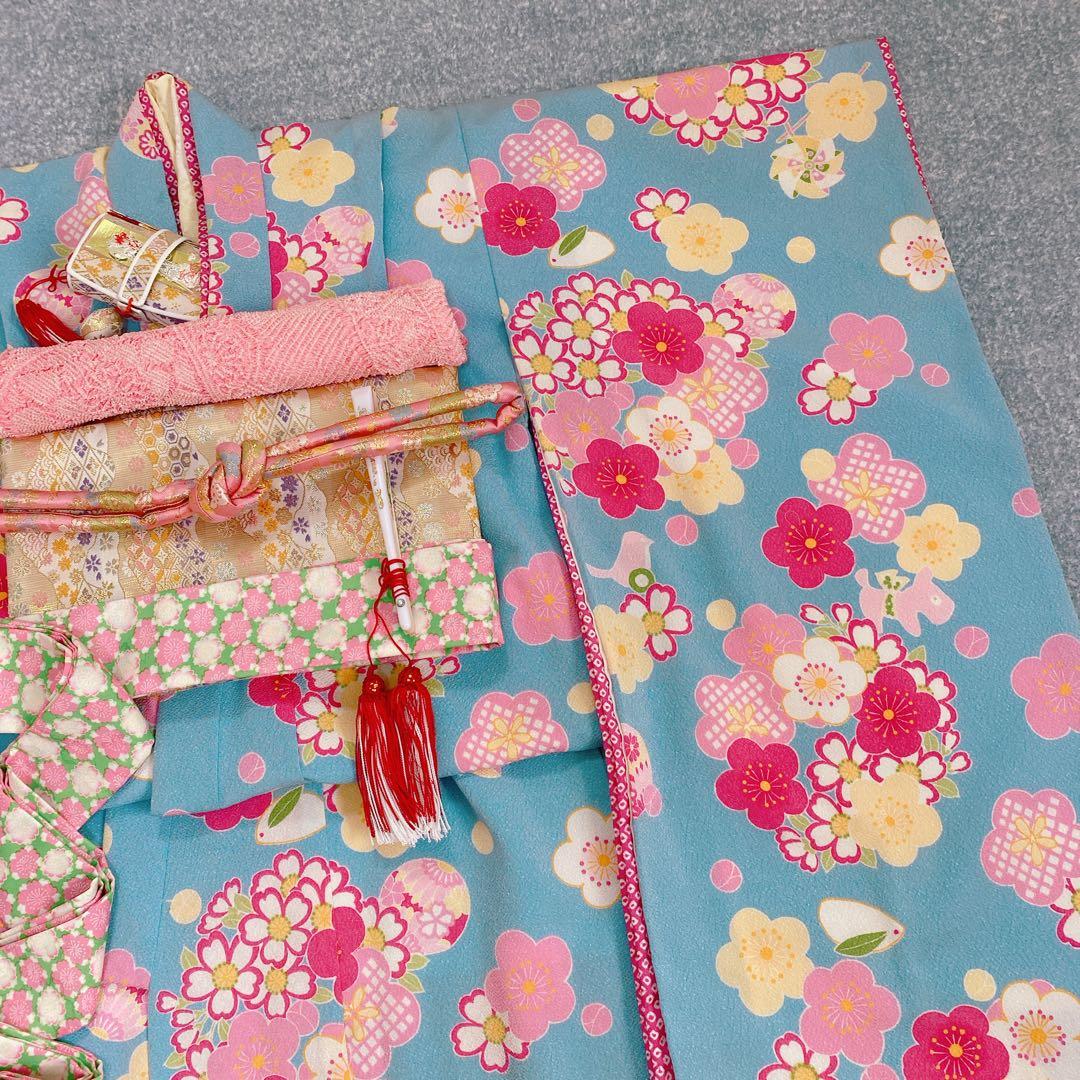 七五三 7歳 JAPAN STYLE 着物 作り帯 小物 セット 水色 ブランド