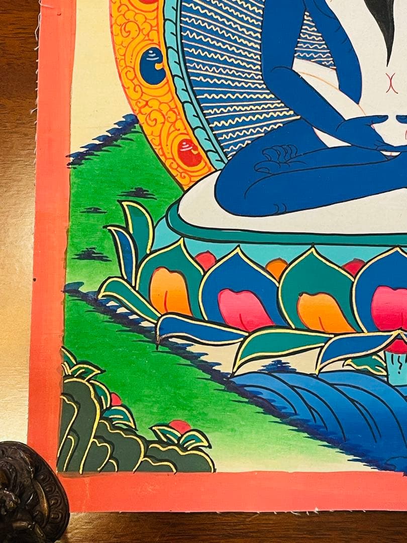 手描き 肉筆画 シャクティ タンカ 曼荼羅 仏陀 ブッタ 38.5 × 28.5