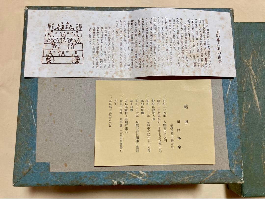 高橋神泉　奈良一刀彫　１５人揃い　段飾り　ひな祭り　川口神泉　雛段