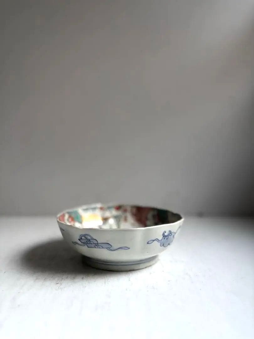 696 骨董 アンティーク 古伊万里 染付 豪華絢爛 色絵深皿 幕末 正月準備