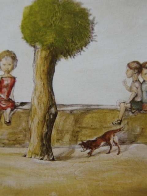 藤田嗣治、【つばめと子供たち 】、希少な限定額装用画集画、新品高級額 額装付