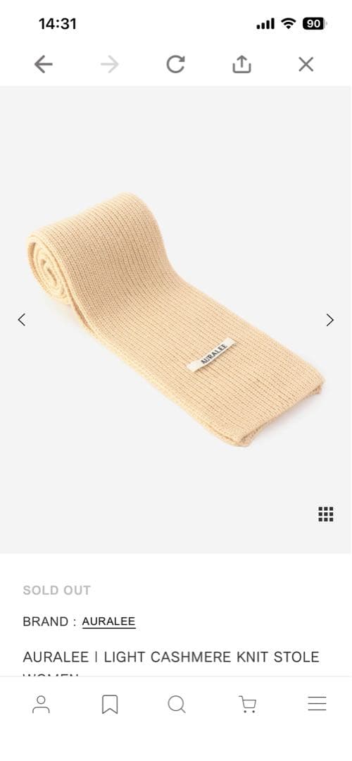 未使用】2025AURALEE カシミヤ リブ編み マフラー - メルカリ