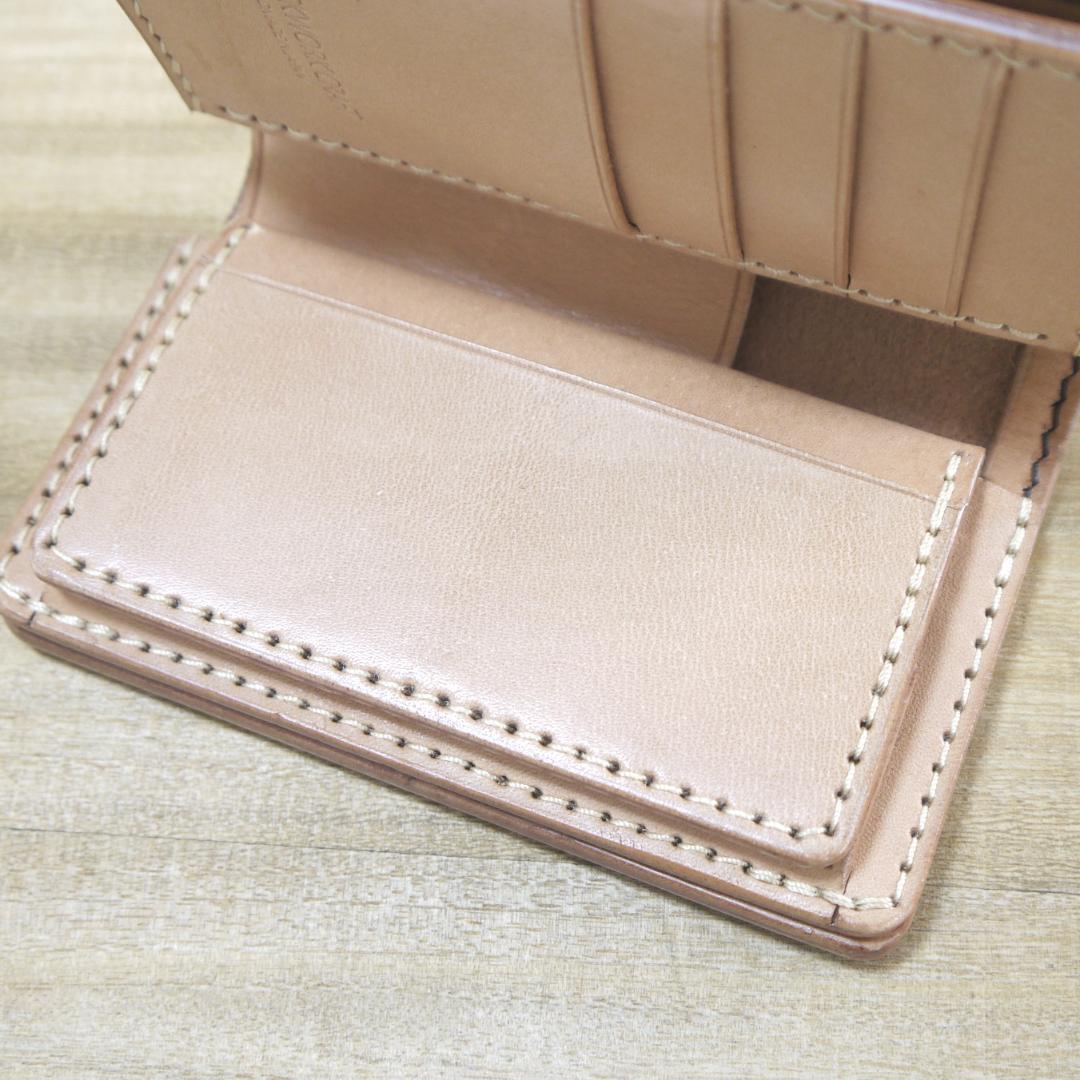 ヌメ革　UKブライドルレザー　セドウィック社　ミドルウォレット　二つ折り　こげ茶