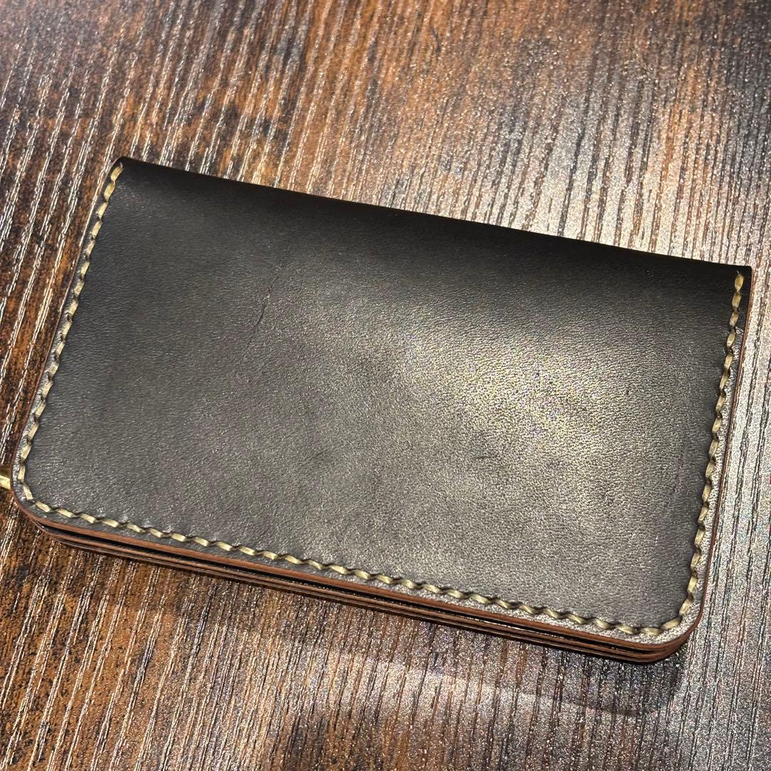栃木レザー　ミドル　トラッカーウォレット　茶芯ブラック 3層
