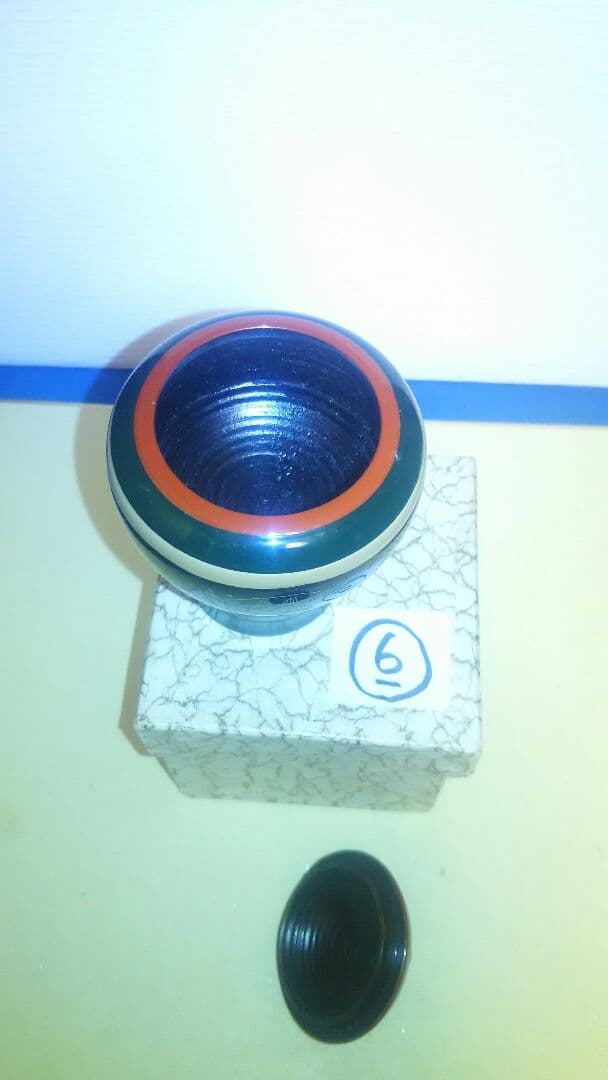 煙草盆用、刻み入れ、独楽塗、キンマ彫、木製、6番