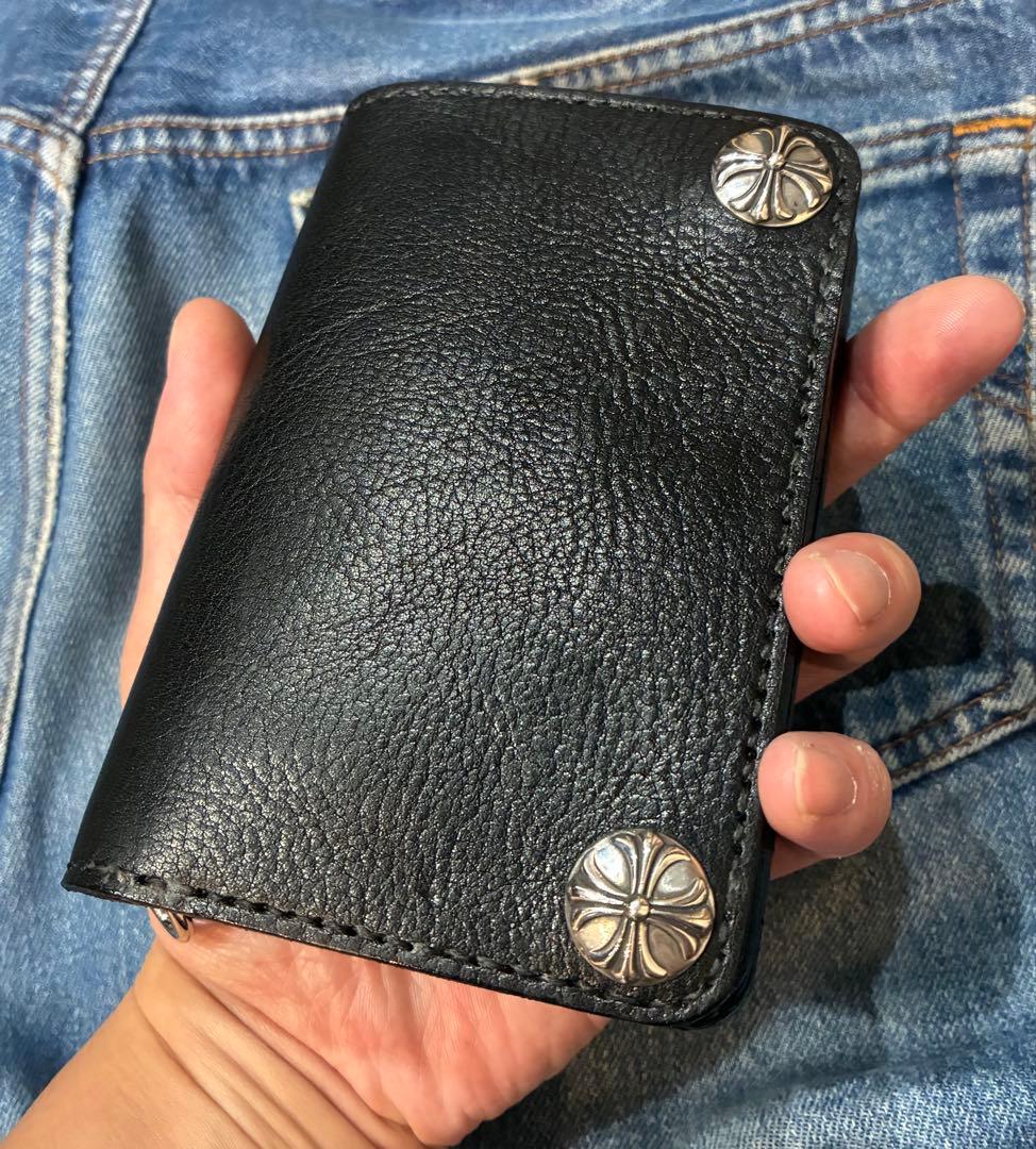 ショートサイズ　シュリンクレザー　シルバー925クロスボールコンチョカスタム