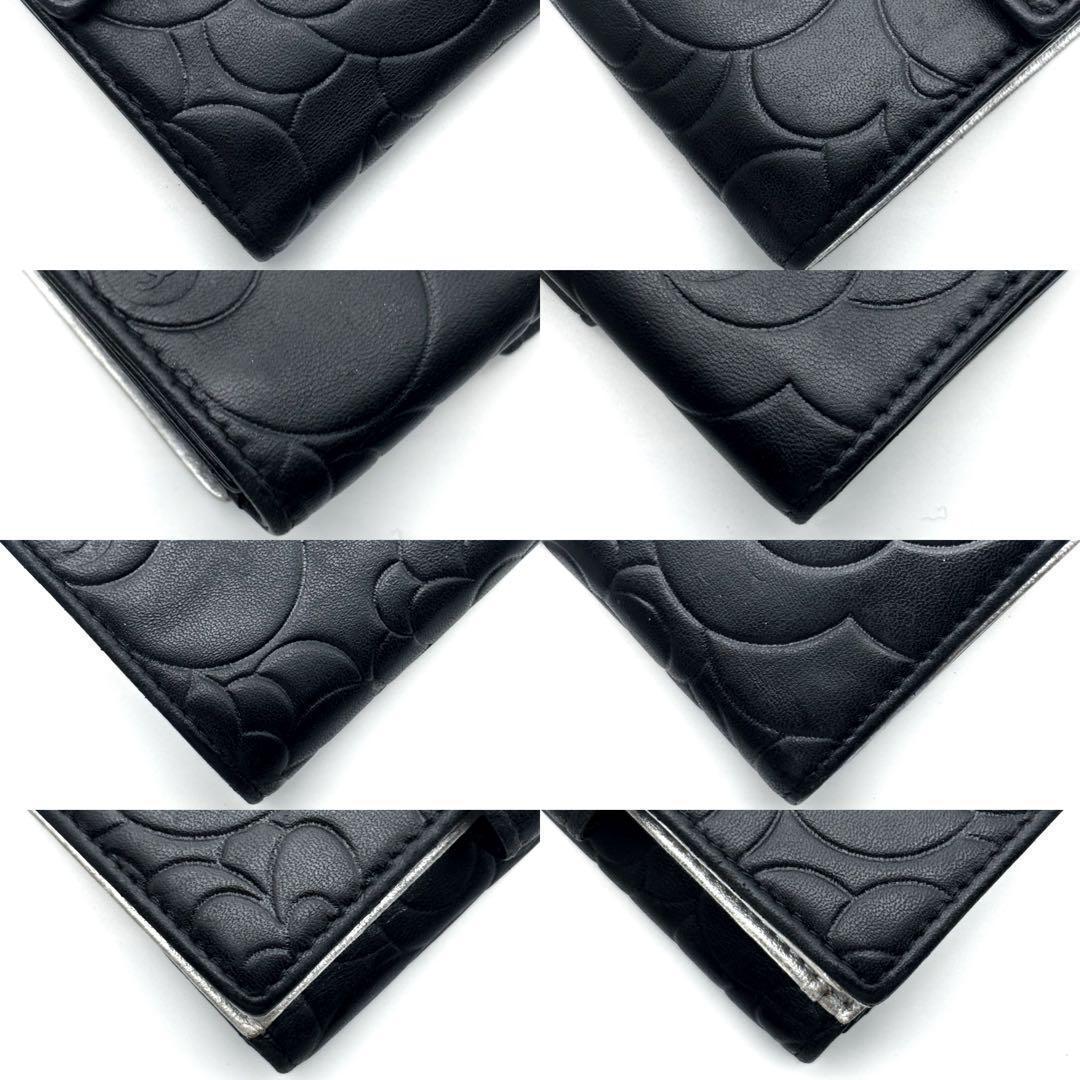 美品✨】シャネル 財布 カメリア 型押し Wホック 二つ折 - メルカリ