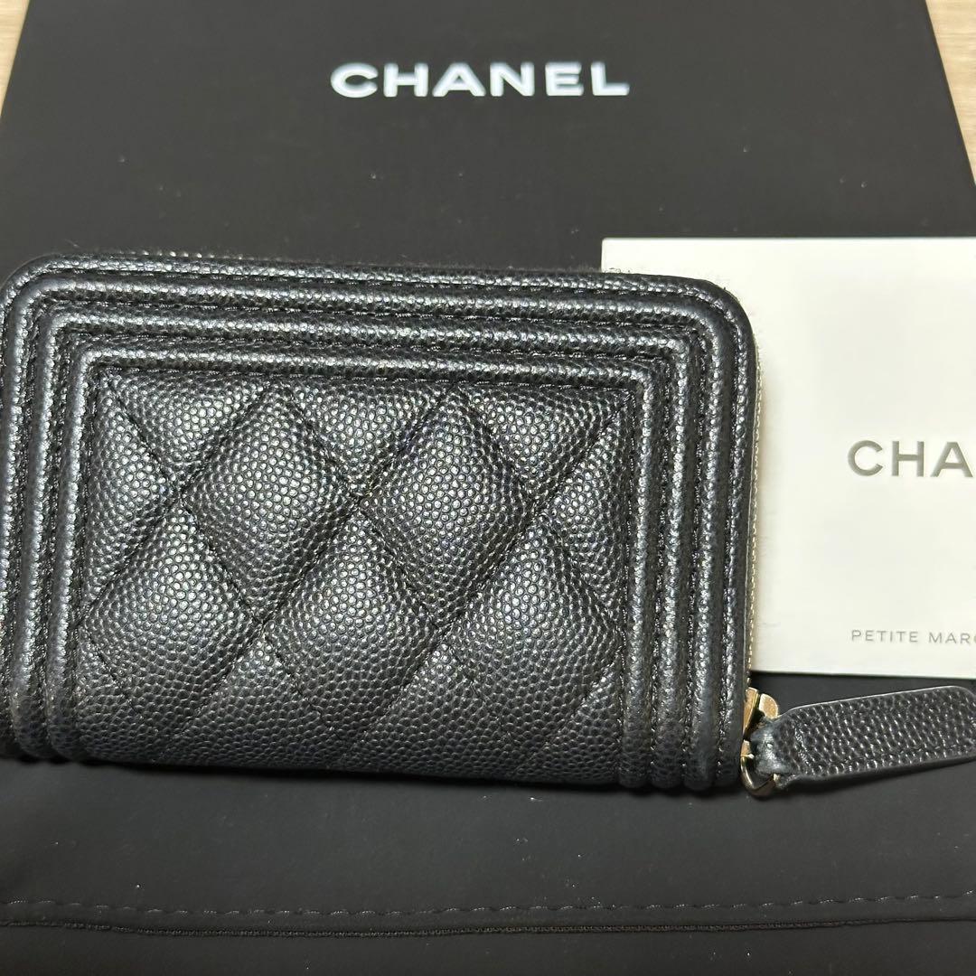 CHANEL ボーイズシャネル　ケース　G金具　キャビアスキン