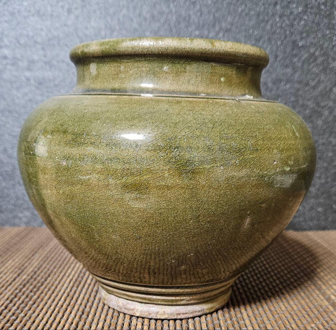 17世紀 中国古陶磁器 中国南方古陶磁器 安南 宋胡録 緑釉 壺 酒会壺 伝