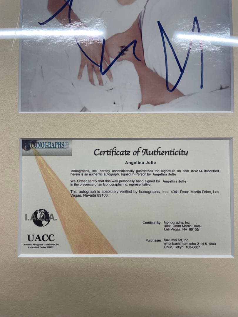 アンジェリーナジョリー 証明書付 サイン オートグラフ