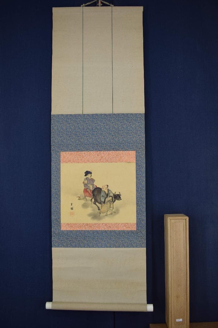 真作】犬伏真渕/牛上の女図/美人画/掛軸☆宝船☆Y-282 JM - alnobala.ae