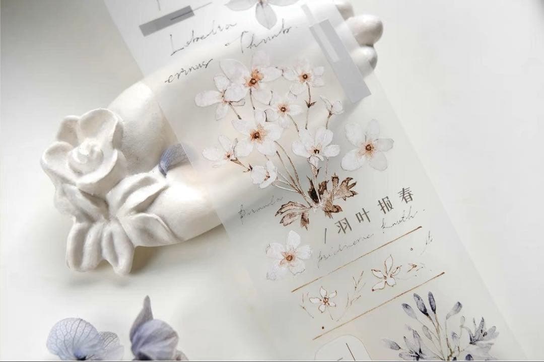 雀斑茶《素白・雾蓝》海外マスキングテープ　マステ 【2614】