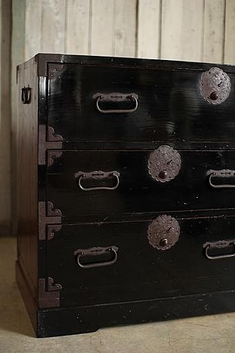 綺麗な丸金具庄内箪笥 抽斗6杯 タンス 収納 古家具 古民家 時代