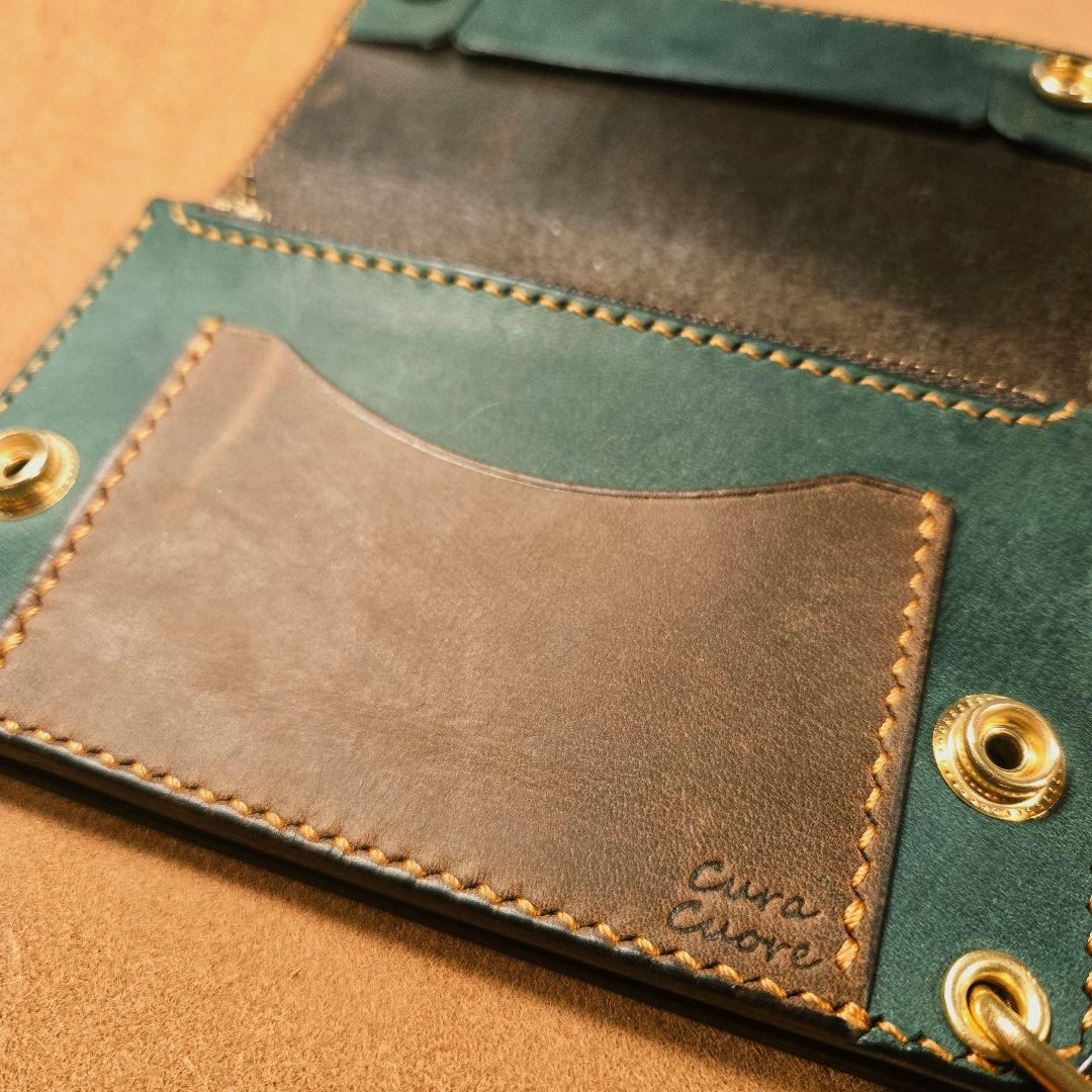 274ミドル トラッカーウォレット イタリアンレザーTEXAS【BR&GR】