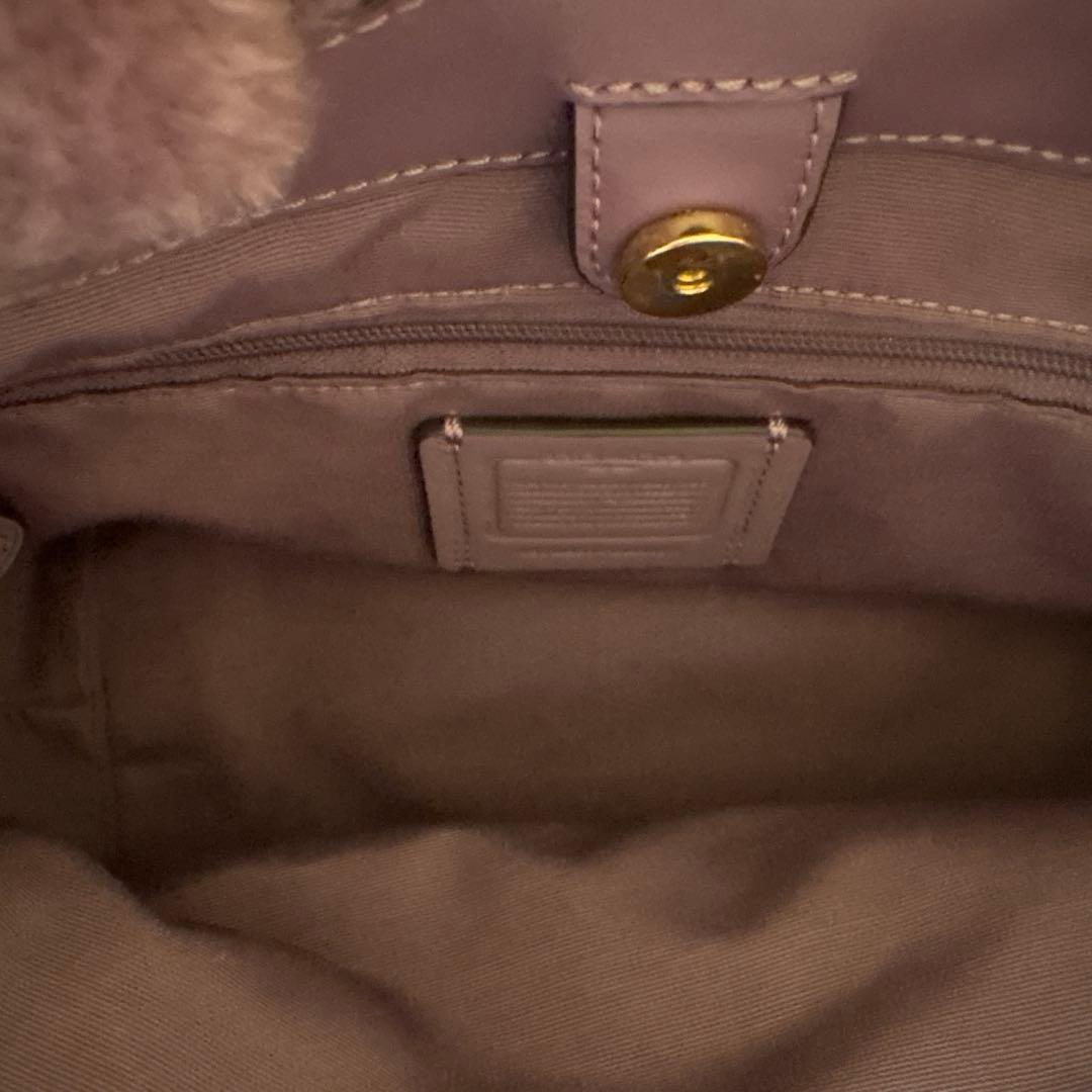 COACH パープル ファー ショルダーバッグ